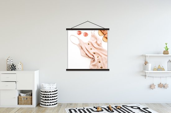 Porte-affiche avec affiche - Affiche scolaire - Slippers de soleil - Chaussons - Combinaison - 90x90 cm - Lattes noires