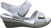 manlisa 3 velcro's dames lederen comfort sandaal s203-301 wit mt 38