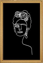JUNIQE - Poster met houten lijst Frida BW -40x60 /Wit & Zwart