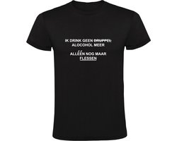Ik drink geen druppel alcohol meer, alleen nog maar flessen | Heren T-shirt | Zwart | Drank | Bier | Wijn | Kroeg | Feest | Festival