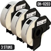 DULA - Brother Compatible DK-11203 Voorgestanst map label - Papier - Zwart op Wit - 17 x 87 mm - 300 Etiketten per rol - 3 Rollen