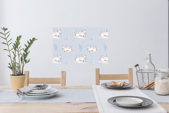 Stickers muraux - Hiver - Lapin - Motif - 60x40 cm - Feuille adhésive