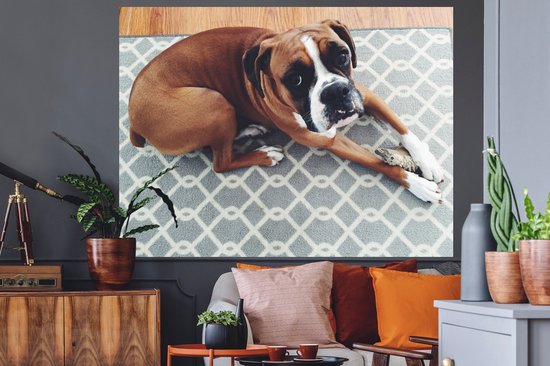 Sticker Muursticker Boxer - Boxer allongé sur le sol - 160x120 cm - film adhésif autocollant - sticker mural repositionnable XXL /