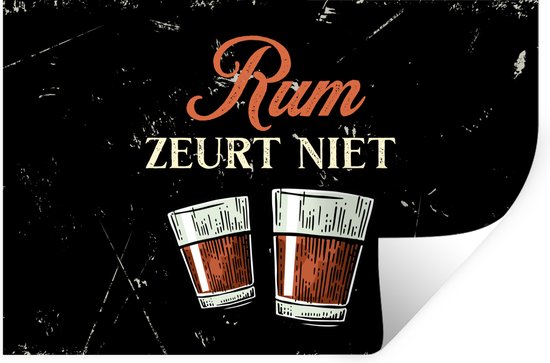 Stickers muraux - Rhum - Verres - Texte - 120x80 cm - Feuille adhésive - Cadeau pour homme