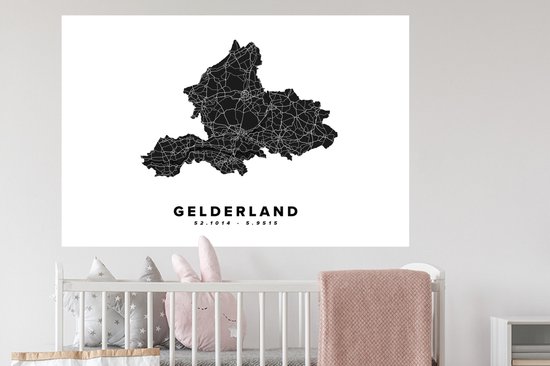 Stickers muraux - Gueldre - Nederland - Carte - 120x80 cm - Film adhésif - Plan de la ville