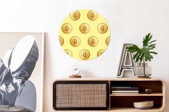 WallCircle - Wall Circle - Wall Circle Indoor - Bitcoin - Or - Motifs - Jaune - 60x60 cm - Décoration murale - Peintures Ronds