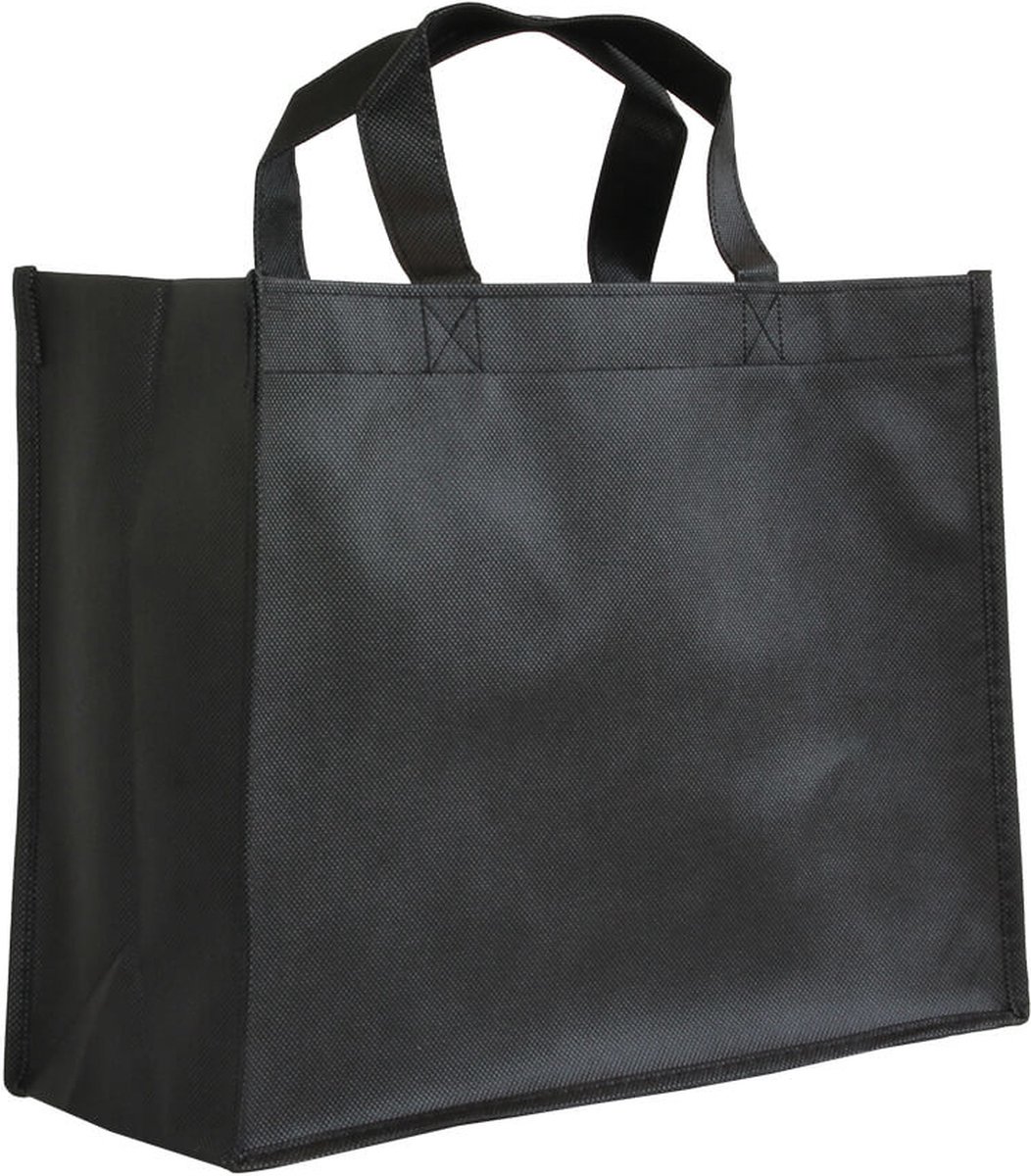 Shopper Bag - 10 stuks - Zwart - 32x25x12cm - Non Woven - Shopper tas
