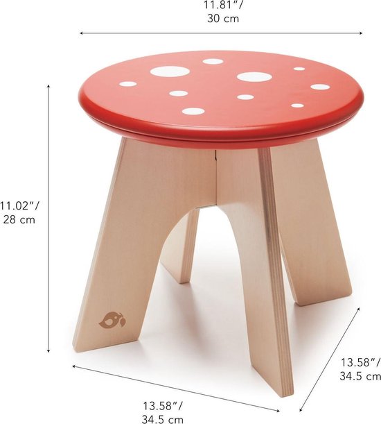 Tender Leaf Toys Kinderkruk Toadstool 34,5 Cm Hout Rood van Tender Leaf Toys — afbeelding 3