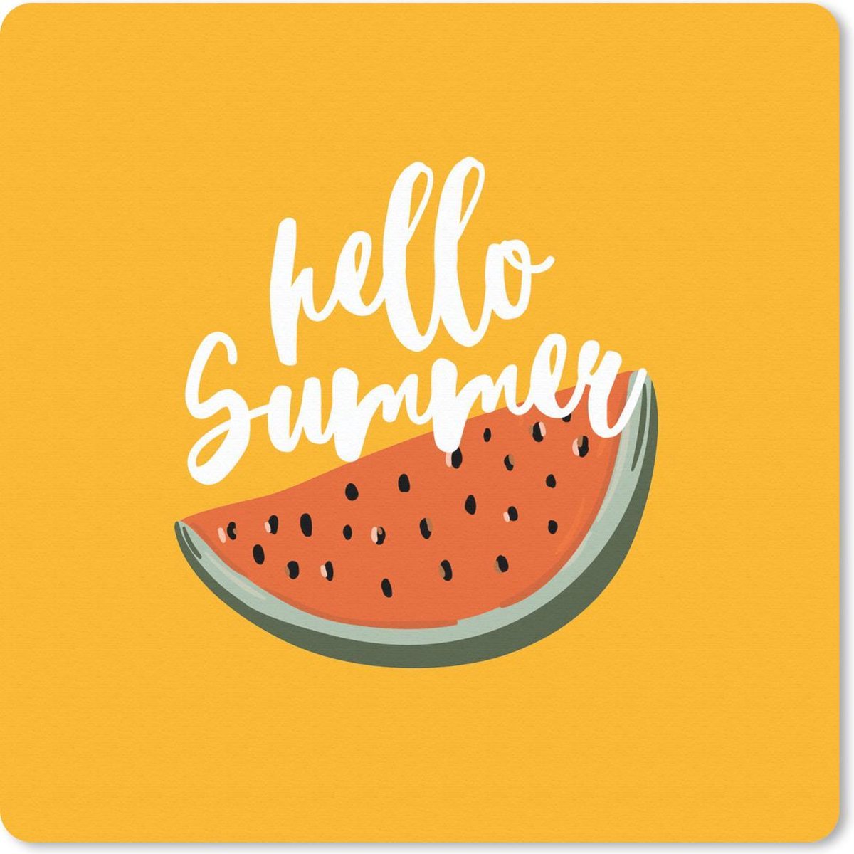 Muismat 20x20 cm - Mousepad Zomer - Watermeloen - Geel - Muismatten