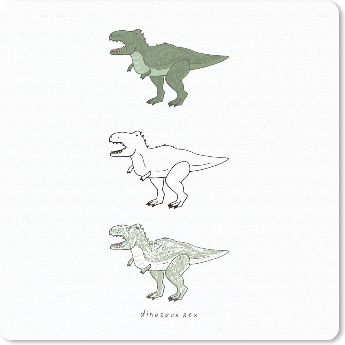 Muismat 30x30 cm - Mousepad Kinderkamer - Kleuren - Dinosaurus - Jongen - Meiden - Kids - Muismatten