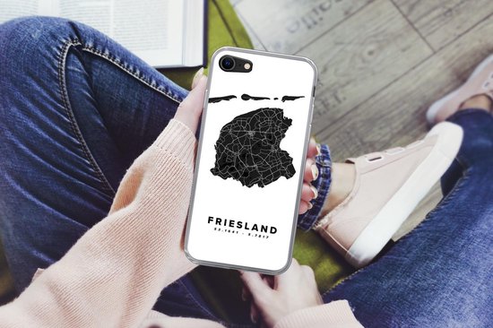 Coque iPhone SE 2020 - Friesland - Carte routière Pays- Nederland - Wit - Siliconen
