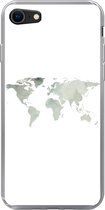 Geschikt voor iPhone 8 hoesje - Wereldkaart - Groen - Grijs - Siliconen Telefoonhoesje