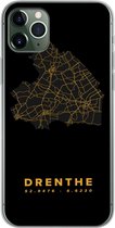 Geschikt voor iPhone 11 Pro Max hoesje - Drenthe - Kaart - Goud - Zwart - Siliconen Telefoonhoesje