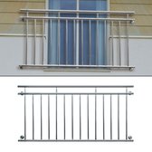 Frans balkon 225x90 cm glanzend roestvrij staal