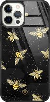 iPhone 12 Pro hoesje glass - Bee yourself | Apple iPhone 12 Pro  case | Hardcase backcover zwart