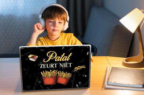 Autocollant pour ordinateur portable - 10,1 pouces - Frites - Citation - Vintage - 25x18cm - Autocollants pour ordinateur portable - Skin pour ordinateur portable - Couverture