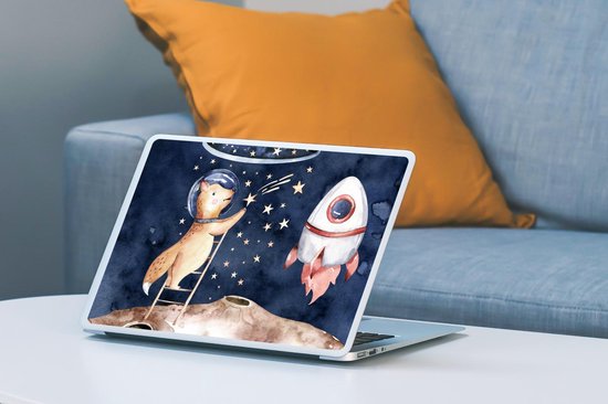 Sticker ordinateur portable - 11,6 pouces - Espace - Renard - Fusée