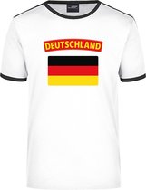 Deutschland wit/zwart ringer t-shirt Duitsland met vlag - heren - Duitsland landen shirt - supporter kleding S