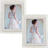 2x stuks kunststof fotolijst parel wit geschikt voor een foto van 13 x 18 cm