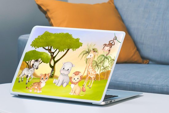 Sticker ordinateur portable - 17,3 pouces - Jungle - Animaux - Enfant