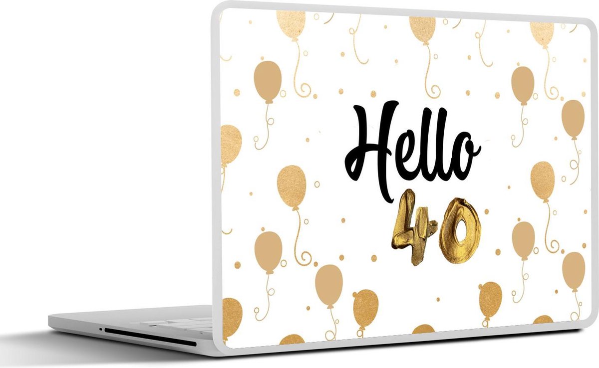 Laptop sticker - 17.3 inch - Ballonnen - 40 jaar - Goud - 40x30cm - Laptopstickers - Laptop skin - Cover