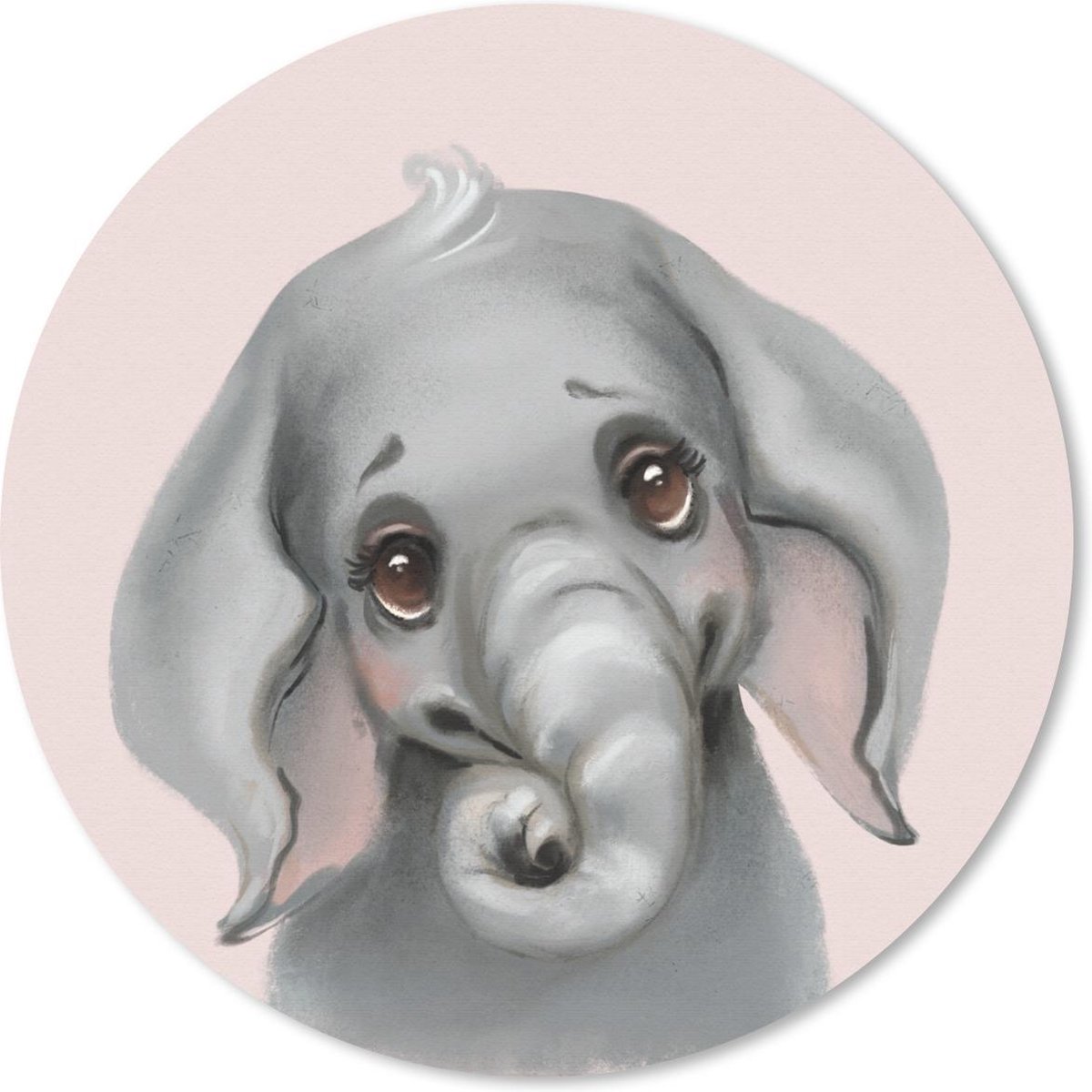 Muismat rond 30x30 cm - Mousepad Olifant - Roze - Jungle - Ronde muismatten