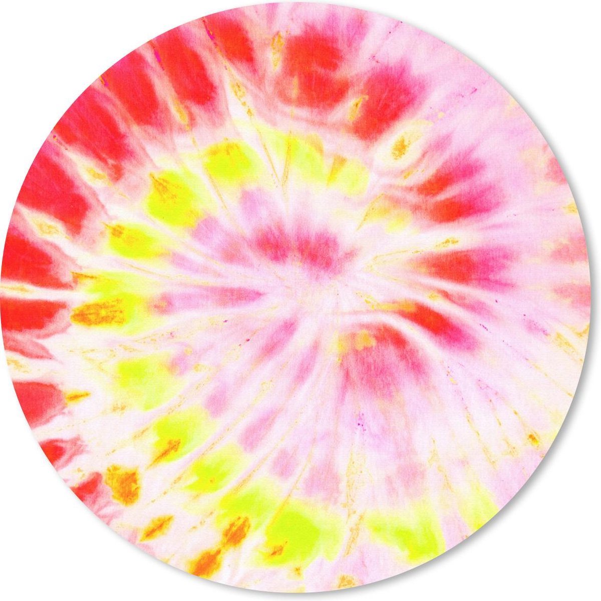 Muismat rond 30x30 cm - Mousepad Tie dye - Rood - Geel - Ronde muismatten