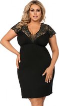 Luxueuze slipdress met kant - Donna Tess Zwart, grote maten 6XL