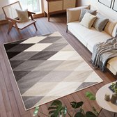 Tapiso Fiesta Vloerkleed Grijs Beige Gruit Duurzaam Woonkamer Slaapkamer Tapijt Maat - 60x110