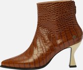 KUNOKA ALIXE ankle boot croco cognac - Enkellaarsjes Dames - maat 37 - Bruin