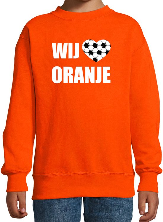Oranje fan sweater voor kinderen - wij houden van oranje - Holland / Nederland supporter - EK/ WK trui / outfit 118/128 (7-8 jaar)
