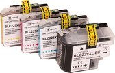 ABC huismerk Set 4x inkt cartridge geschikt voor Brother LC-229XL BK + LC-225XL CMY DCP-J5320DW MFC-J5620DW MFC-J5625DW MFC-J5720