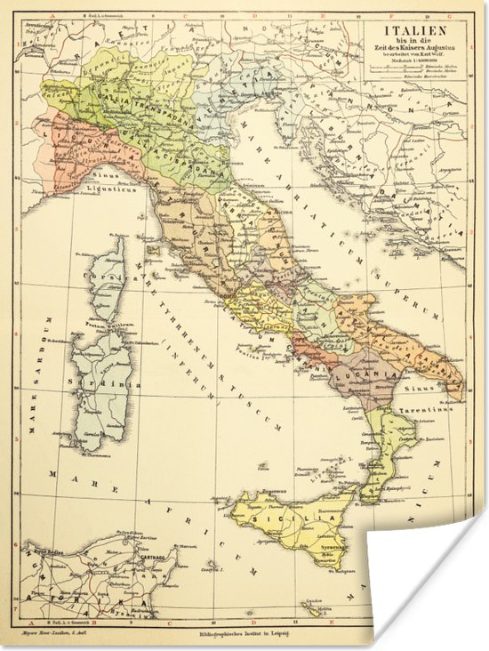 Antieke kaart van Italië 60x80 cm - Foto print op Poster (wanddecoratie woonkamer / slaapkamer)