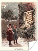 Poster Portret Kerst - Winter - Vintage - 30x40 cm - Kerstmis Decoratie - Kerstversiering - Kerstdecoratie Woonkamer - Kerstversiering - Kerstdecoratie voor binnen - Kerstmis