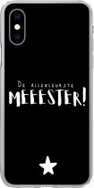 Geschikt voor iPhone X hoesje - Spreuken - De allerleukste meester - Quotes - Meester - Siliconen Telefoonhoesje