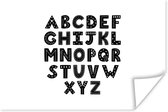 Poster Illustratie alfabet in zwarte letters - 90x60 cm