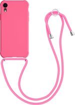 kwmobile telefoonhoesjegeschikt voor Apple iPhone XR - Hoesje van siliconen met telefoonkoord - In neon roze