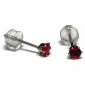 Aramat jewels ® - Zirkonia zweerknopjes rond 3mm oorbellen rood chirurgisch staal