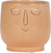 Kolibri Home | Happy face peach bloempot - Peach kleurige keramieken sierpot Ø9cm