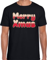Merry xmas fout Kerst t-shirt - zwart - heren - Kerstkleding / Kerst outfit L
