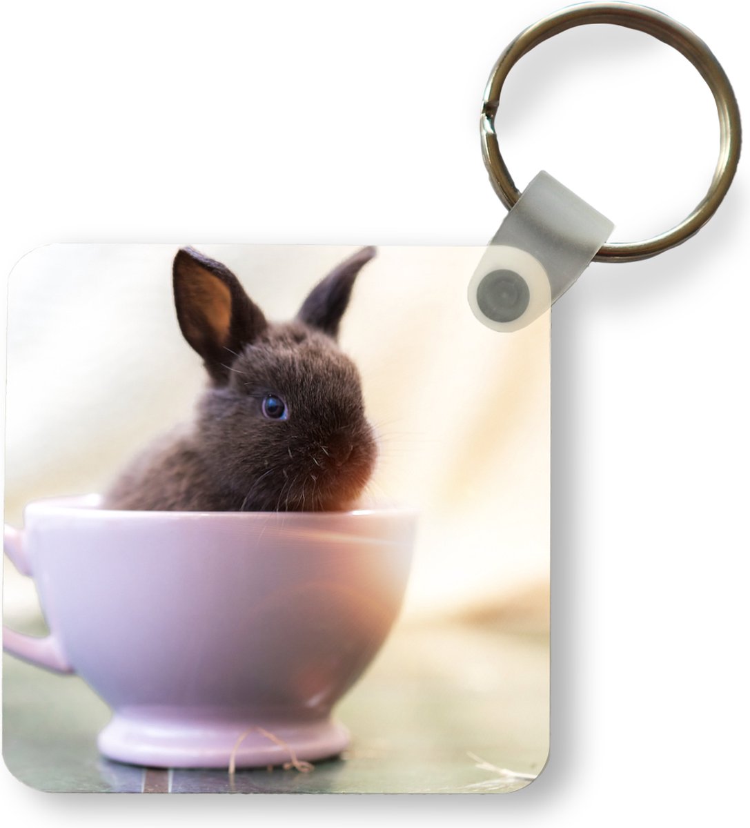 Sleutelhanger - Uitdeelcadeautjes - Konijn - Baby - Theekop - Plastic