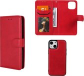 iPhone 13 Mini Hoesje - MobyDefend Luxe 2-in-1 Wallet Book Case Met Uitneembare Backcover - Rood - GSM Hoesje - Telefoonhoesje Geschikt Voor Apple iPhone 13 Mini