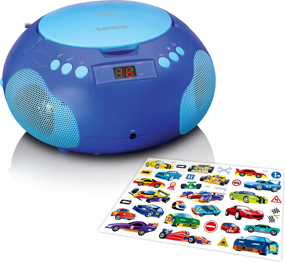 Lenco SCD-620BU - Draagbare radio/ CD player met microfoon - Blauw