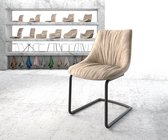 Gestoffeerde-stoel Elda-flex sledemodel rond zwart beige vintage