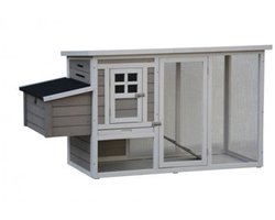 Kippen- en Konijnenhok - Chicken House Donald - 168 x 65 x 88 cm - Grijs / Wit