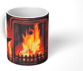 Mok - Een open haard met warm vuur - 350 ML - Beker