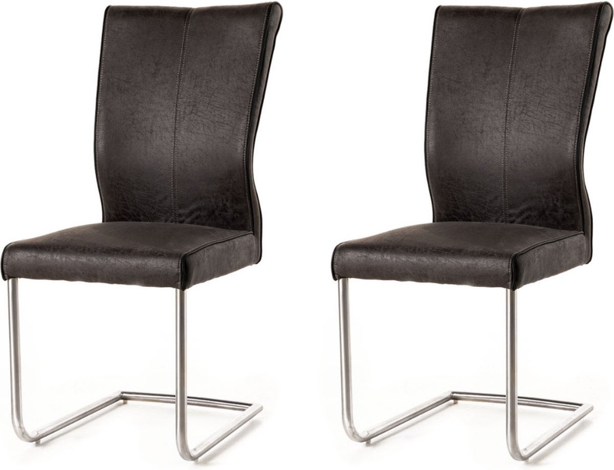 WAYS. – Kasjmier eetkamerstoelen – Blauwgrijs – Modern en comfortabel design – Metalen poten – 2 stuks