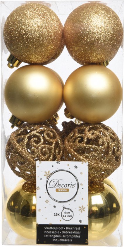 enkel Rusteloos Evacuatie 16x Gouden kunststof kerstballen 6 cm - Mix - Onbreekbare plastic  kerstballen -... | bol.com
