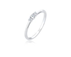 Elli PREMIUM - Ring - Dames Verlovingsring Diamant (0.06 ct.) Delicaat in 925 Sterling Zilver - Dames