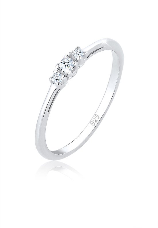 Elli Dames Ringen Dames Verlovingsring Diamant (0.06 ct.) Delicaat in 925 Sterling Zilver